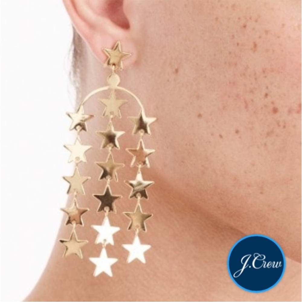 J. Crew Falling Stars Gold Cascade Earrings